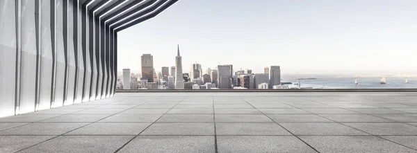 Edificio Moderno Piso Vacío Con Horizonte — Foto de Stock