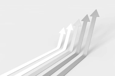 Beyaz arka plan, iş kavramı ile okları.