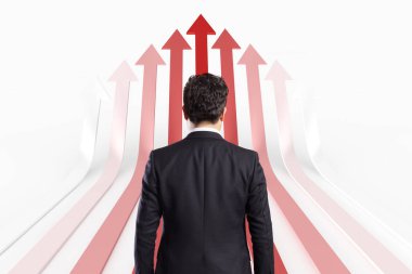 ok beyaz arka plan ile iş kavramı arıyor işadamı.