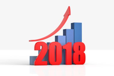 grafik ve okla 2018, iş kavramı.