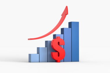 grafik ve ok ABD Doları, iş kavramı ile.