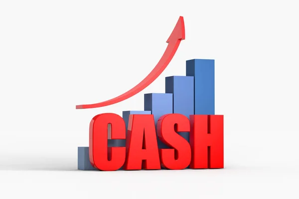 Diagrammet Och Pil Med Kontanter Affärsidé — Stockfoto