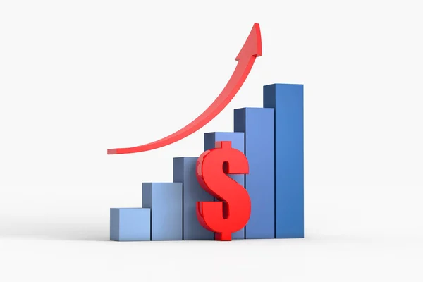 Gráfico Seta Com Dólar Dos Eua Conceito Negócio — Fotografia de Stock