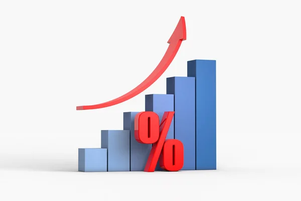 Grafico Freccia Con Segno Percentuale Concetto Business — Foto Stock