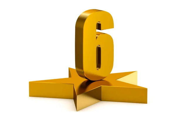 Golden Number Star Podium Rendering Isolated White Background — Stock Photo, Image