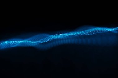 Noktalar ve çizgiler bağlanma ile Soyut Mavi Çokgen alanı düşük poli koyu arka plan. Bağlantı yapısı. 