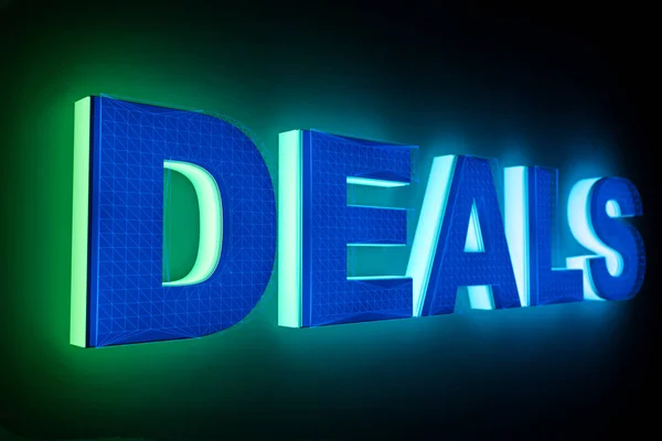 Palabra Deals Con Luz Neón —  Fotos de Stock