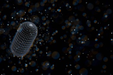 Tel çerçeve kapsül. Bağlantılı noktalar ve çizgiler. bağlantı yapısı. 3D illüstrasyon vektör.