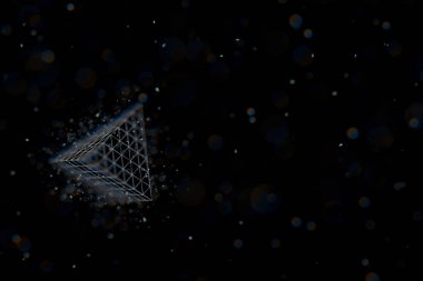 Tel çerçeve kübik koni. Bağlantılı noktalar ve çizgiler. bağlantı yapısı. 3D 