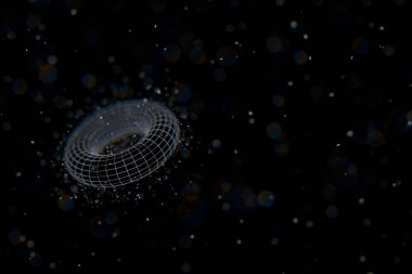 Tel çerçeve halka. Bağlantılı noktalar ve çizgiler. bağlantı yapısı. 3D illüstrasyon vektör.