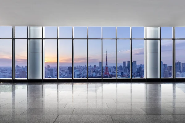 Empty Brick Land Modern City Skyline Japan — Stock Photo, Image