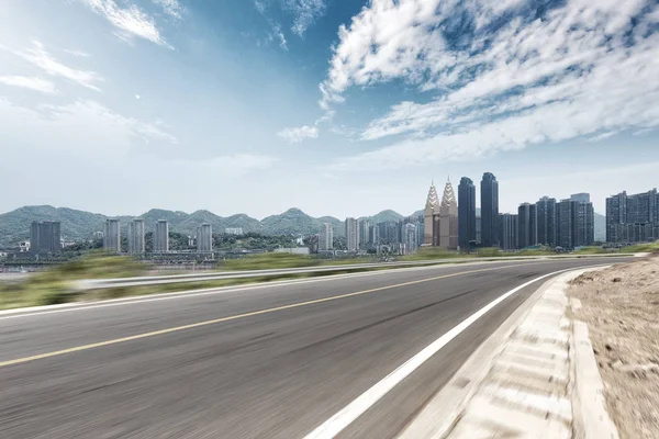 Empty Asphalt Highway Modern City — Stock Photo, Image