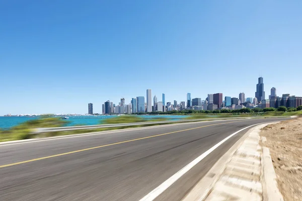 Empty Asphalt Highway Modern City — Stock Photo, Image