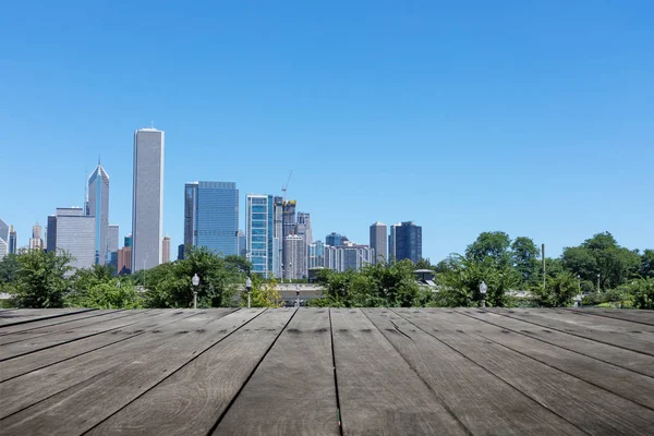 Empty Ground Modern Cityscape Chicago — Stock Photo, Image