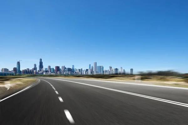 Autostrada Asfaltata Nella Città Moderna Chicago — Foto Stock