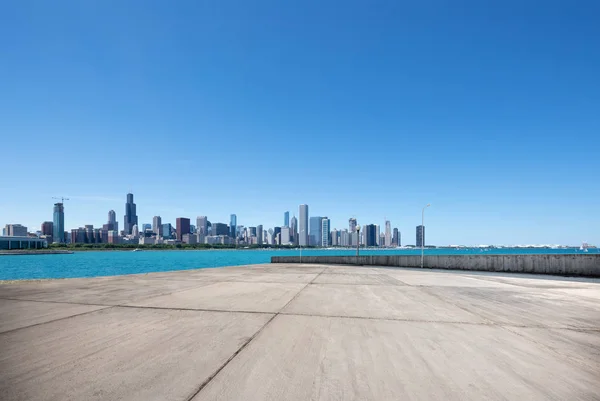 Suelo Vacío Con Paisaje Urbano Moderno Chicago — Foto de Stock