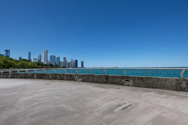 Empty Ground Modern Cityscape Chicago — Stock Photo, Image
