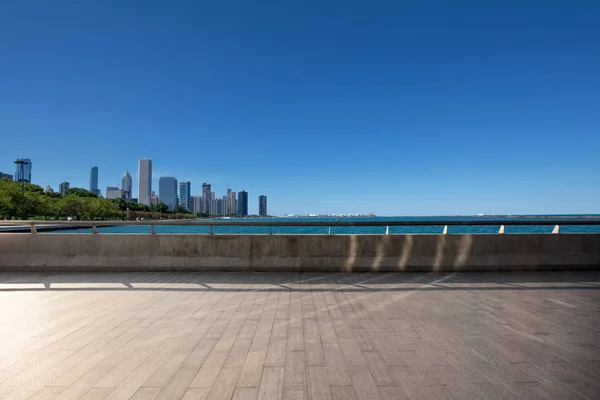 Suelo Vacío Con Paisaje Urbano Moderno Chicago — Foto de Stock