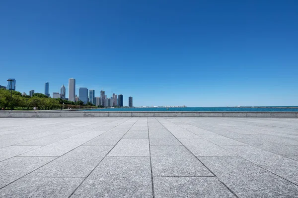 Suelo Vacío Con Paisaje Urbano Moderno Chicago — Foto de Stock