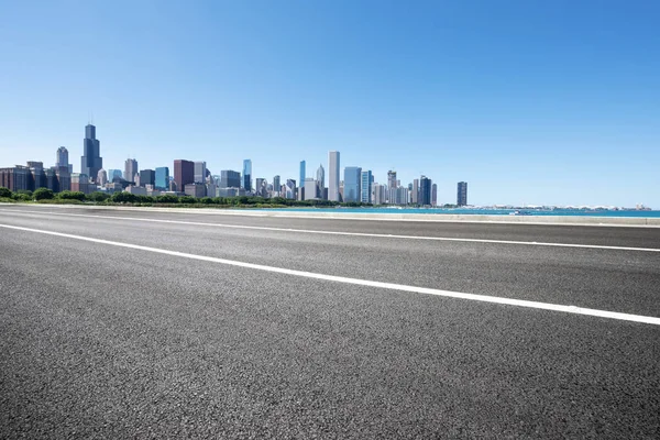 Autostrada Asfaltata Nella Città Moderna Chicago — Foto Stock