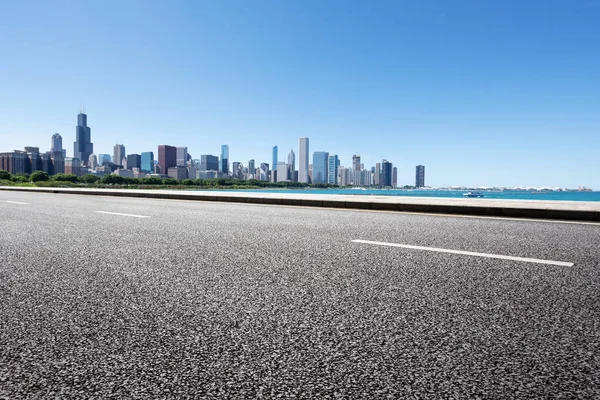 Autostrada Asfaltata Nella Città Moderna Chicago — Foto Stock