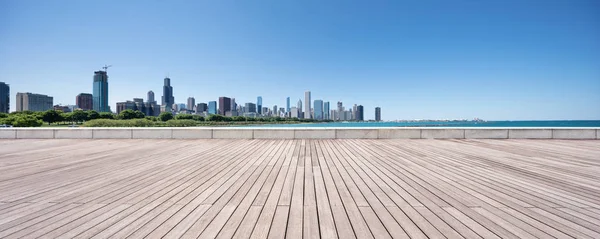 Terreno Vuoto Con Paesaggio Urbano Moderno Chicago — Foto Stock