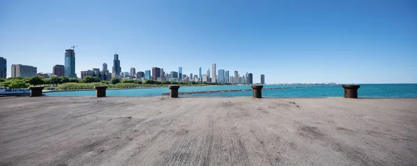 Terreno Vuoto Con Paesaggio Urbano Moderno Chicago — Foto Stock