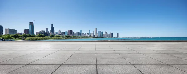 Suelo Vacío Con Paisaje Urbano Moderno Chicago — Foto de Stock