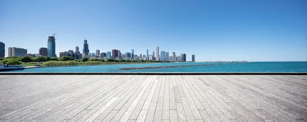 Suelo Vacío Con Paisaje Urbano Moderno Chicago — Foto de Stock