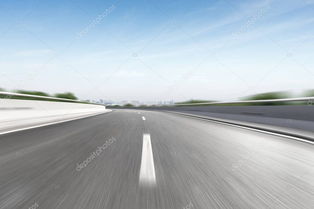 blurred motion highway through country side