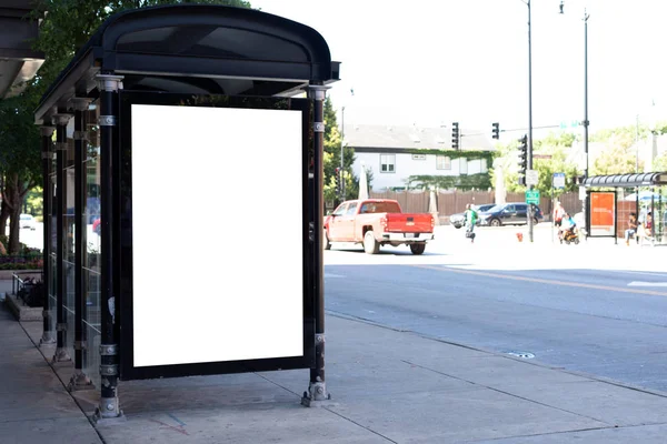 Пустой Рекламный Щит Автобусной Станции — стоковое фото