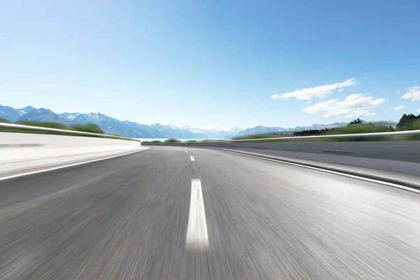 Autopista Movimiento Borroso Través Del Lado Del Campo — Foto de Stock