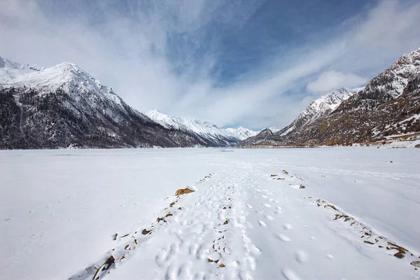 Зимняя Дорога Снег Пейзажем — стоковое фото