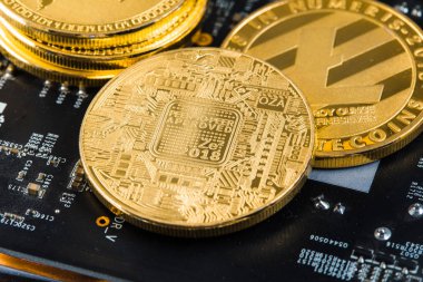 Bitcoin Şifreleme Dijital Bit Parası BTC Para Birimi Teknolojisi İnternet Konsepti.