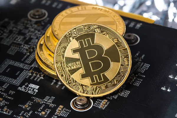 Bitcoin Cryptocurrency Digital Bit Coin Btc Currency Technology Business Internet — Stock Photo, Image