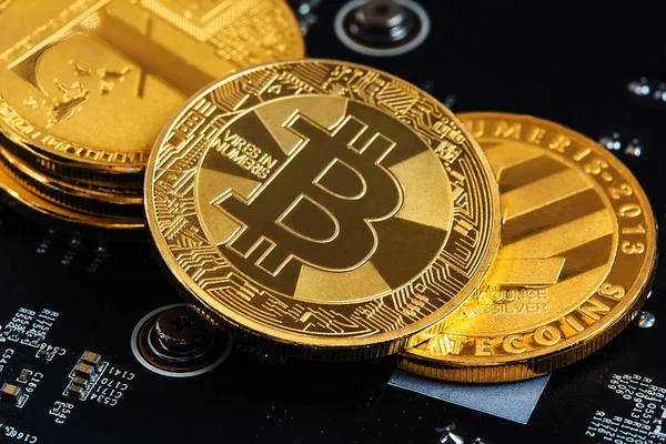 Bitcoin Criptomoneda Digital Bit Coin Btc Moneda Tecnología Negocios Internet — Foto de Stock