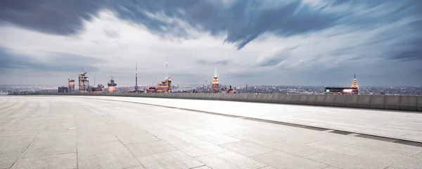 Lege Grond Met Modern Stadsgezicht New York Nachts — Stockfoto