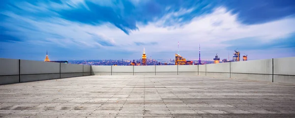 Empty Ground Modern Cityscape New York Night — Stock Photo, Image