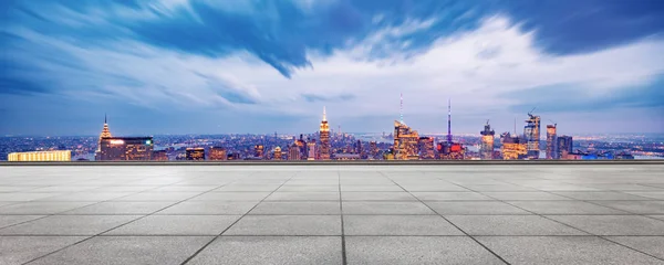 Terrain Vide Avec Paysage Urbain Moderne New York Nuit — Photo