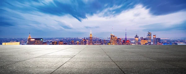 Lege Grond Met Modern Stadsgezicht New York Nachts — Stockfoto