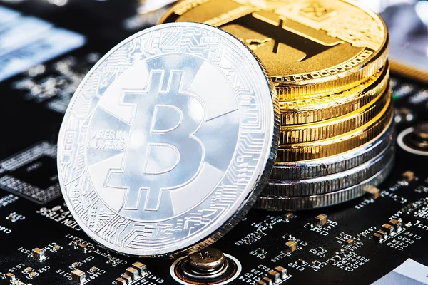 Bitcoin Criptomoneda Digital Bit Coin Btc Moneda Tecnología Negocios Internet — Foto de Stock