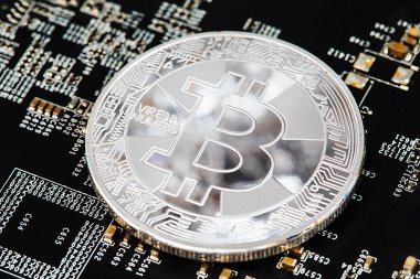 Bitcoin Şifreleme Dijital Bit Parası BTC Para Birimi Teknolojisi İnternet Konsepti.