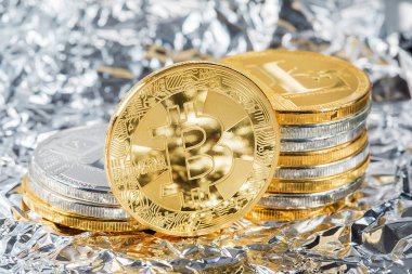 Bitcoin Şifreleme Dijital Bit Parası BTC Para Birimi Teknolojisi İnternet Konsepti.