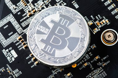 Bitcoin Şifreleme Dijital Bit Parası BTC Para Birimi Teknolojisi İnternet Konsepti.