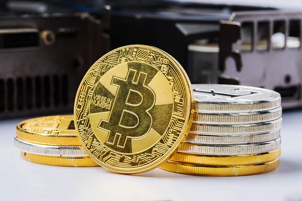 Bitcoin Criptomoneda Digital Bit Coin Btc Moneda Tecnología Negocios Internet — Foto de Stock