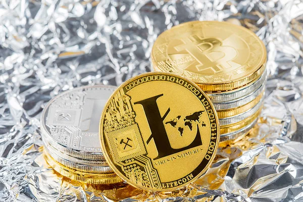 Ασημένια Litecoin Κρυπτονόμισμα Ψηφιακή Bit Coin Btc Νόμισμα Τεχνολογία Επαγγελματίες — Φωτογραφία Αρχείου