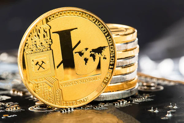 Moneda Plata Litecoin Criptomoneda Digital Bit Coin Btc Moneda Tecnología — Foto de Stock