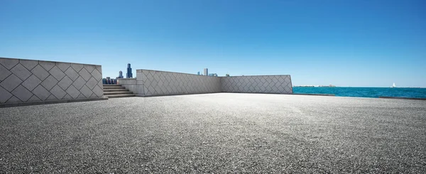 Empty Ground City Skyline — Stock Photo, Image