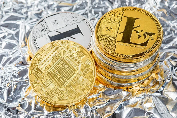 Ασημένια Litecoin Κρυπτονόμισμα Ψηφιακή Bit Coin Btc Νόμισμα Τεχνολογία Επαγγελματίες — Φωτογραφία Αρχείου