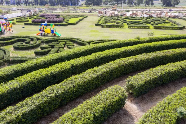 Vista Aérea Jardim Labirinto Verde — Fotografia de Stock